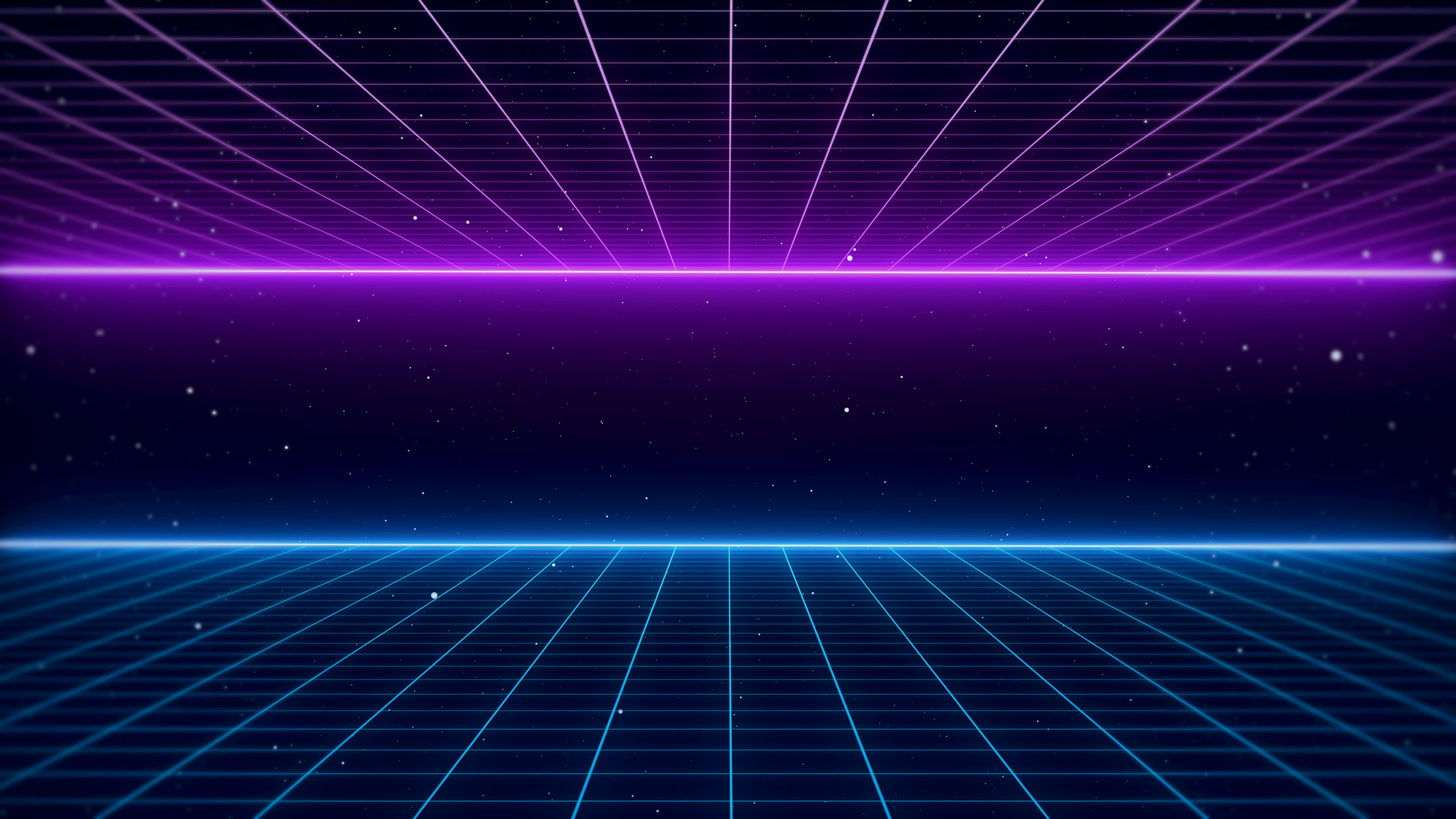 Retro Sci-Fi Background Futuristic Purple and Blue Grid Landscape